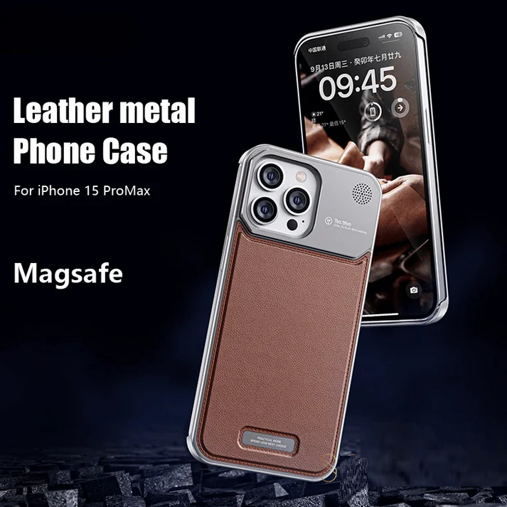 iPhone 16 Pro Super Slim AeroFLex Metal Frame Less Leather Case with Magsafe - Grey